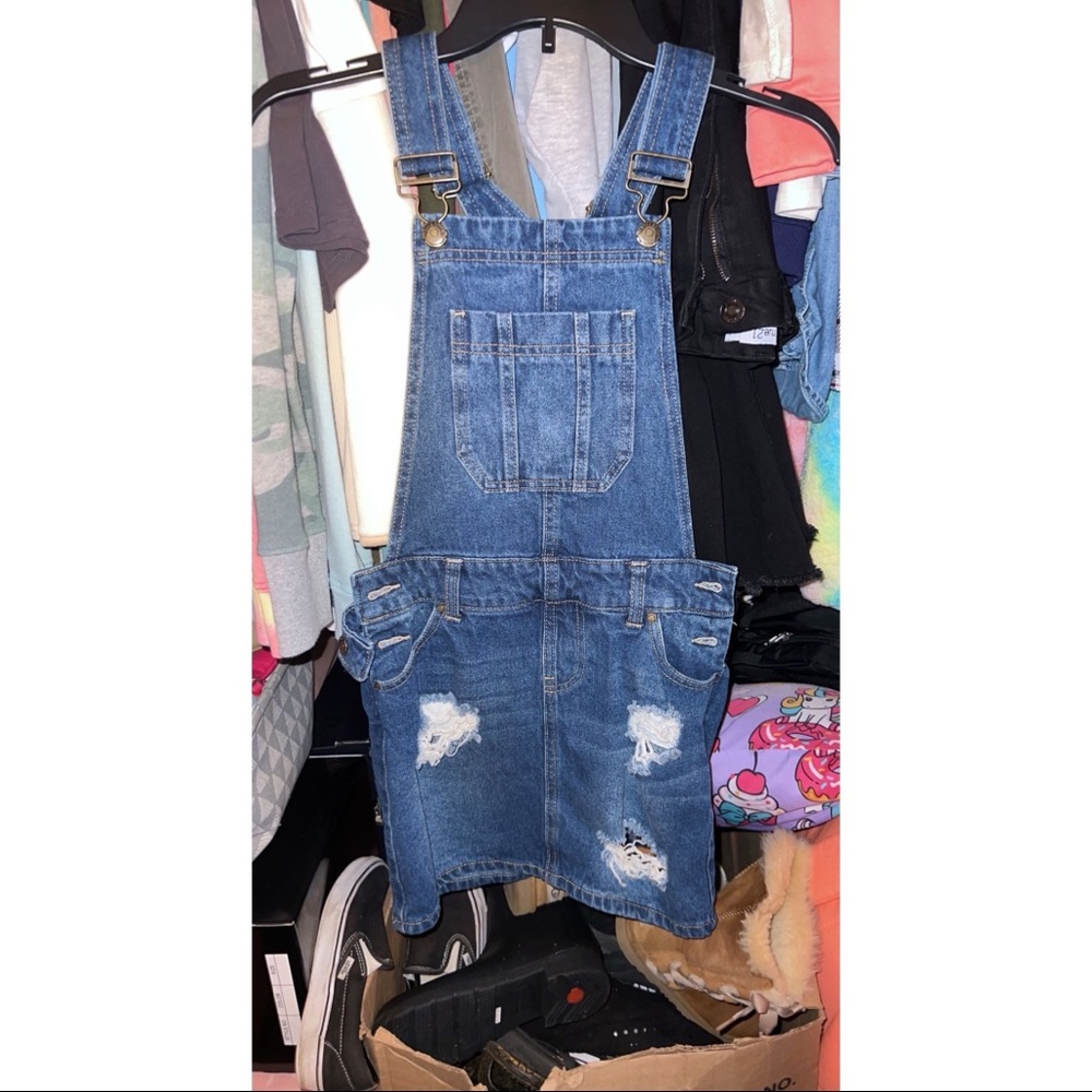 Denim overall dress
